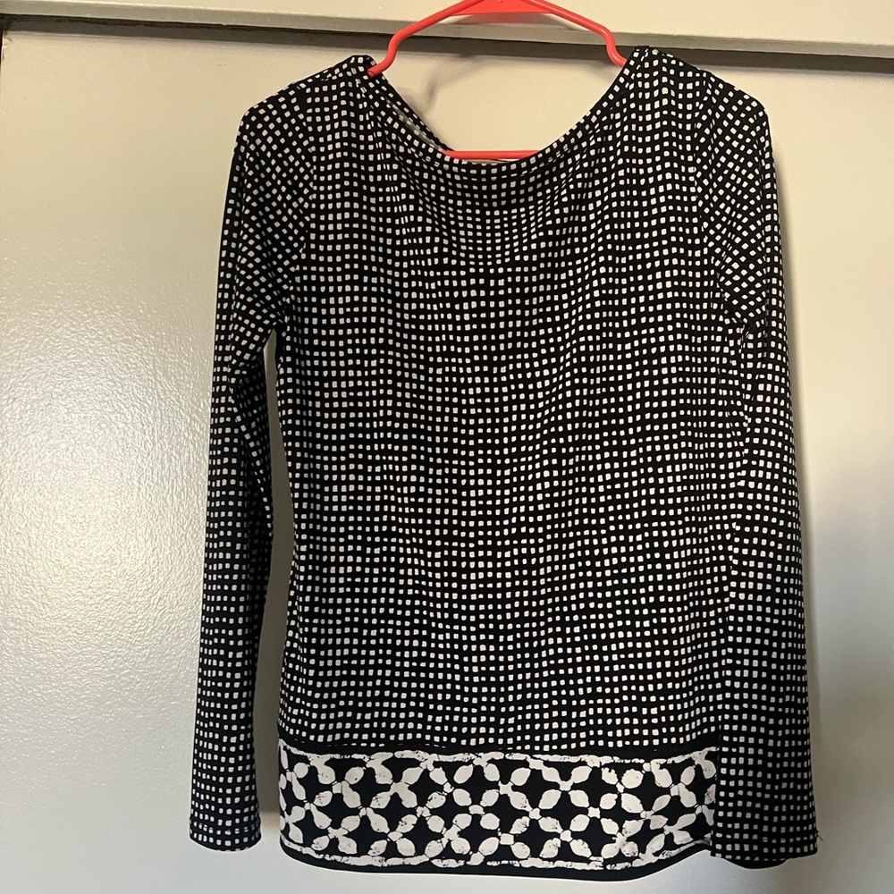 Michael Kors Black and White Patterned Blouse